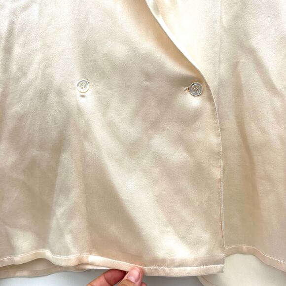 Vintage Christian Dior Cream Ecru Satin Silk Double Breasted Blouse 40 Jacket - Picture 11 of 12